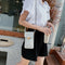 Women Touch Screen Phone Pouch PU Splicing PVC Crossbody Bag (Light Grey)