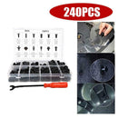 240Pc Car Body Plastic Push Pin Rivet Fasteners Trim Moulding Clips Screwdriver