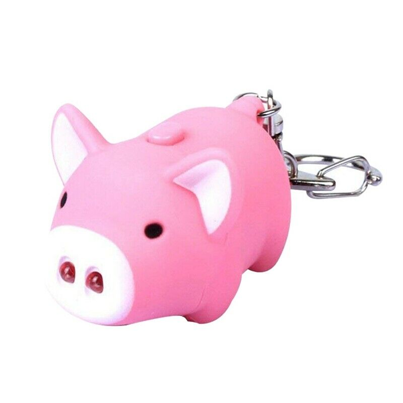 Cute Pig Keyring Keychain LED Light Touching with Sound Car Bag Pendant Cha P3L2