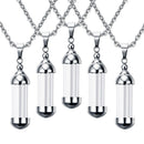 5x Stainless Steel Tube Glass Wish Bottle Urn Vial Pendant Necklace Jewelry