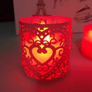 Lot of 6pcs LED Candle Lampshade Pattern Heart Ajoure Decoration for Christ N5D3