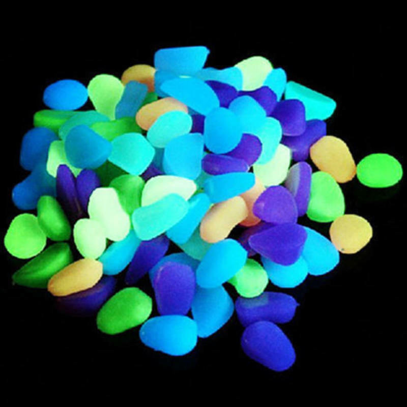 100pcs Glow in The Dark Stones FISH TANK AQUARIUM Pebbles Rock Garden Road Decor