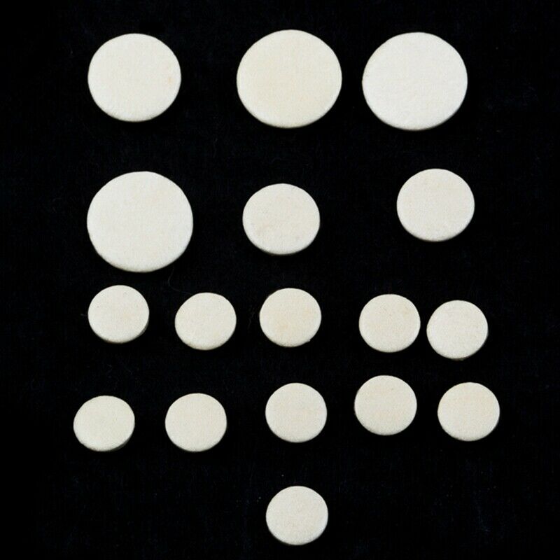 17Pcs/Set Leather Clarinet Replacement Pads 17.3mm 15.1mm 12mm 10mm White W