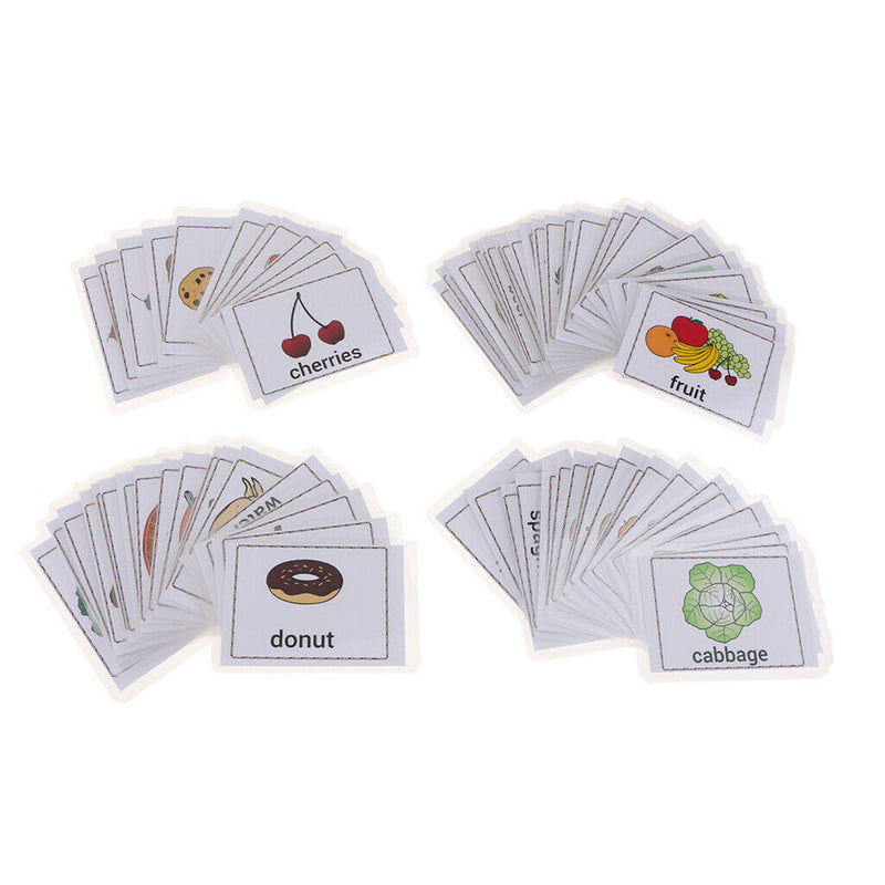 80Pcs Durable Kids Sight/Picture Word Flash Cards About Food for Ages
