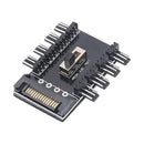 Splitter Cooling Fan Hub PC SATA 1 to 8 3Pin 12V Power Socket PCB Adapter  A