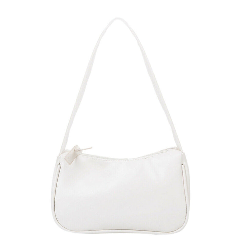 Women Handbags Solid Color PU Leather Female Shoulder Underarm Bag (Beige)