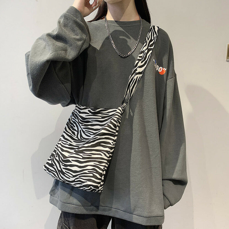 Casual Canvas Shoulder Bag Women Animal Pattern Crossbody Handbag (1 Zebra)