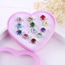 12pcs/Set Girls Kids Child Diamate Adjustable Rings Crystal Rings Jewelry Party