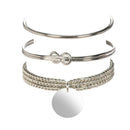 3pcs/set Knot Beads Open Hand Chain Women Wafer Pendant Bracelet Jewelry