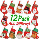 Christmas Mixed Set Mini Stockings, 12pcs W2K8