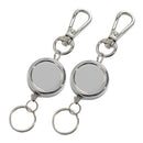 2pcs Retractable Key Chain Badge Reel Recoil Carabiner Holder Backpack Part