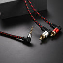 1m 90 Degree 3.5mm Male to 2 RCA Male Cable Right Angle AUX Y Splitter Cord