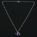 5X(Rhodium Plated Diamond Accent Amethyst Heart Shape Pendant Necklace 18" J4V8)