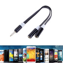 2 in 1 Metal 3.5mm To 3.5mm Wire Splitter AUX Audio Flat Cable Cord(Black)