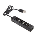 7 Port USB 2.0 Hub High-Speed Data Ports Splitter AC Power Adapter Black