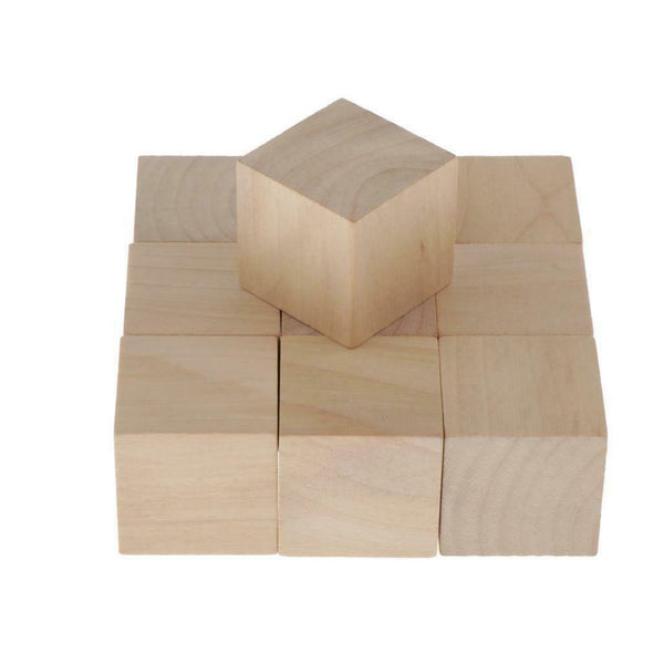 10pcs Blank Wooden Cubes Unfinished Wood Blocks for Art Crafts and Carving