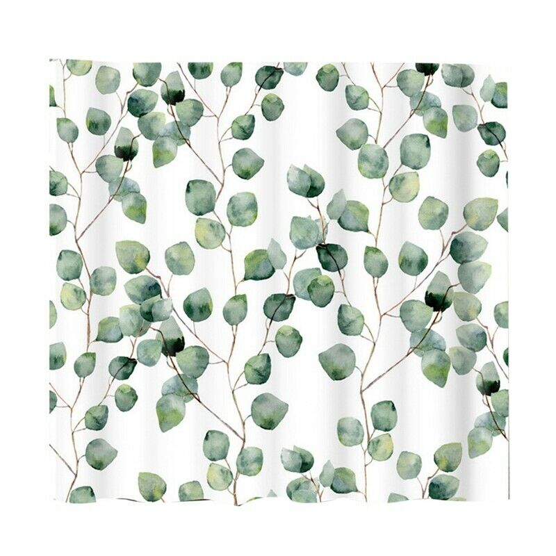 180Cmx180Cm Green Leaf Shower Curtain Watercolor Plant Leaves Floral Bath D