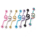 Stainless Steel Industrial Barbell Ear Tongue Piercing Ring Bar Body Jewellery