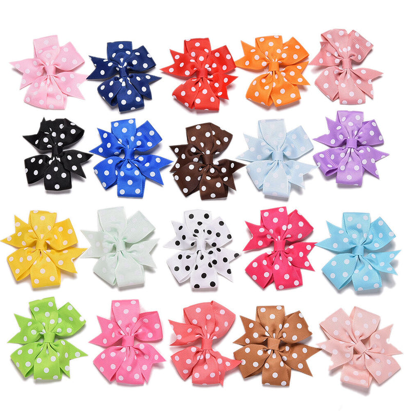 20x Bow Duckbill Clips Dot Bow Knot Girl Hair Band for Kids Hair Accessories3c