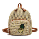 Pineapple Print Small Travel Backpacks Women Straw Shoulder Crossbody Bags