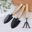 3Pcs/set Mini Garden Tool Sets Shovel Rake Spade Bonsai Tools Set Wooden Han Gw