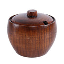 Solid Wood Spice Jar Sugar Bowl Salt Pepper Seasoning Box Japanese Style wi