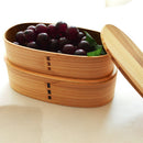Double Layer Natural Wooden Bento Lunch Box Food Container Box for School A