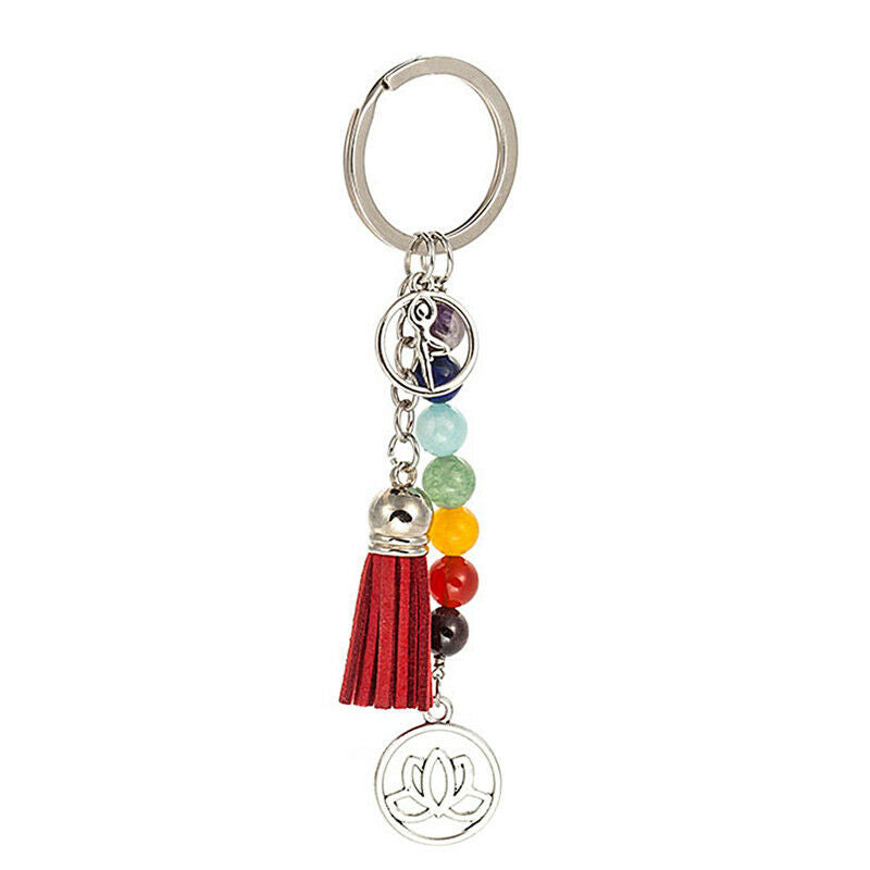 Tassel Lotus  8mm Beads Key Chain Ring Keychain Family Gift jewelry  LJJC,a