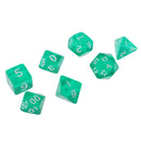 7Pcs Transparent Dice Polygon Dices For Dungeons DND MTG RPG Gaming Green