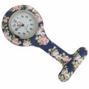 Blue pink Peony pattern Silicone Nurses Brooch Tunic Fob Pocket Watch Stain