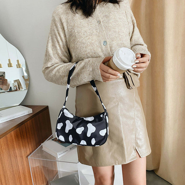 Cow Milk Printed Women Handbag Tote Female Casual Underarm Shoulder Bag (3)