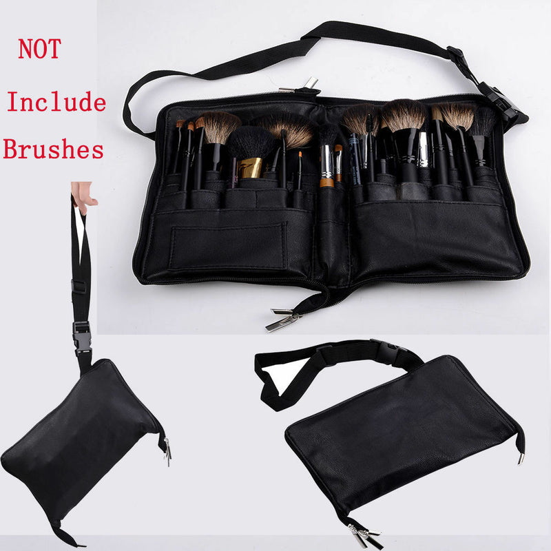 32Pocket Makeup Bag PU Leather Cosmetic Brushes Case Tool Belt Strap Holder Tool