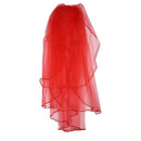 New 3 Tier Elegant Wedding Bridal ribbon side Tulle Veil With Comb Red