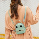 Women PU Leather Crossbody Messenger Bag Cute Cat Shoulder Backpack (Green)