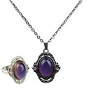 Zinc Alloy Oval Pendant Ring, Color Change Mood Necklace Choker Emotion Jewelry