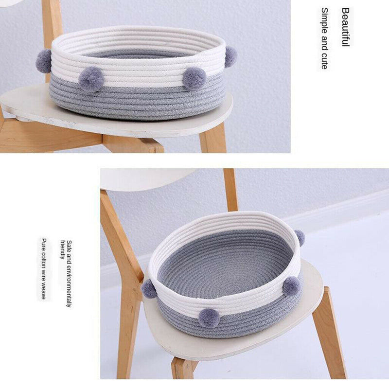 Round Shape Cotton Chew Resistant Cat Basket Bed Cozy Comfortable Warm for