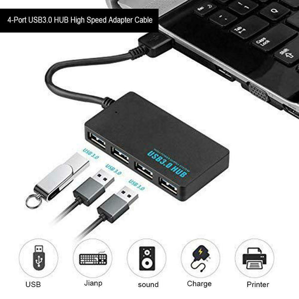 4-Port USB3.0 HUB High Speed Adapter Cable for Multi-device Computer Laptop
