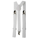 Lady Woman Adjustable Metal Clamp Elastic Suspenders Braces - White