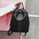 Punk Women Rivets PU Leather Zipper Backpack Teen Girls Casual Shoulder Bag A