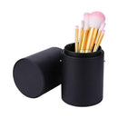 Leather Makeup Brush Holder Travel Cosmetic Pens Storage Cup Case (Black) A
