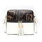 Leopard Hit Color Messenger Bag Women PU Leather Shoulder Handbag (White)