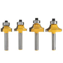 4Pcs Round Over Edging Router Bit 1/4'' Shank 1/2'' 3/8'' 1/4'' 1/8'' Radius