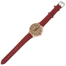 Female Arabic numbers smooth Leather belt quartz Wrist Watch Red  O7I1