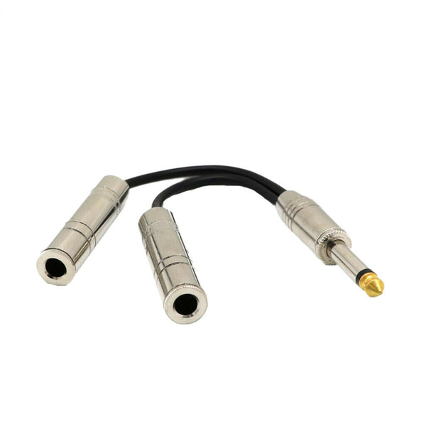 1/4'' 6.35mm Mono Plug / Male to Dual 1/4'' 6.35mm Jack /Female Splitter Adapter