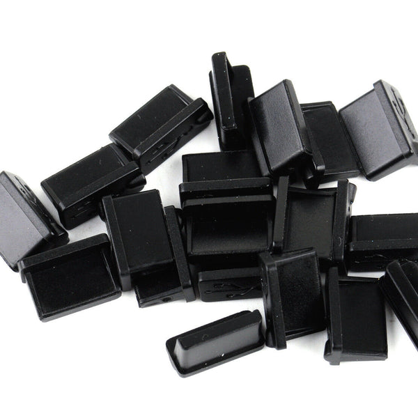 20pc Black Rubber A Female USB Plugs Anti Dust Protector Stopper Cover PC Laptop