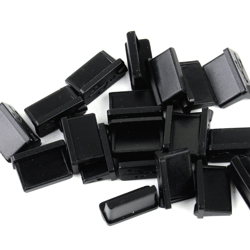 20pc Black Rubber A Female USB Plugs Anti Dust Protector Stopper Cover PC Laptop