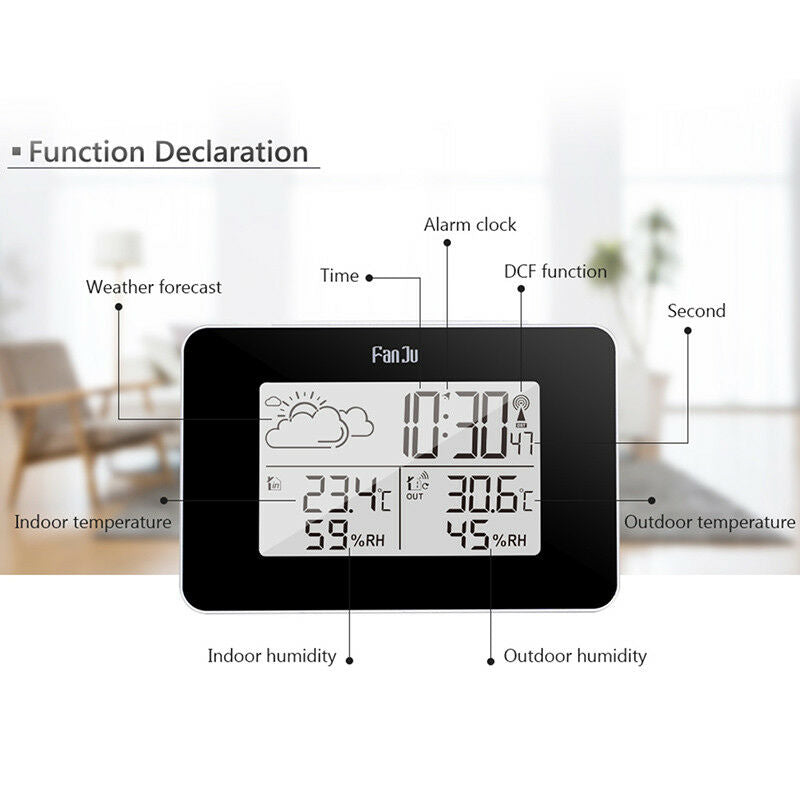 Wireless Weather Station Digital Clock Humidity Outdoor Thermometer Sensor JC Nw