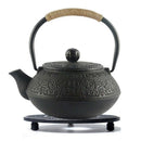 Black Cast Iron Teapot Trivet with Rubber Pegs for Dining and Kitchen Table Y7R1