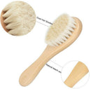 Natural Wooden Handle Soft Press Baby Hairbrush and Super Soft Goat Hair Su