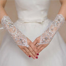Bride White Gloves Beads Embroidery Beaded Short Wedding Dress Bridal Gloves Gw